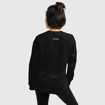 back side of a woman wearing black sweatshirt 