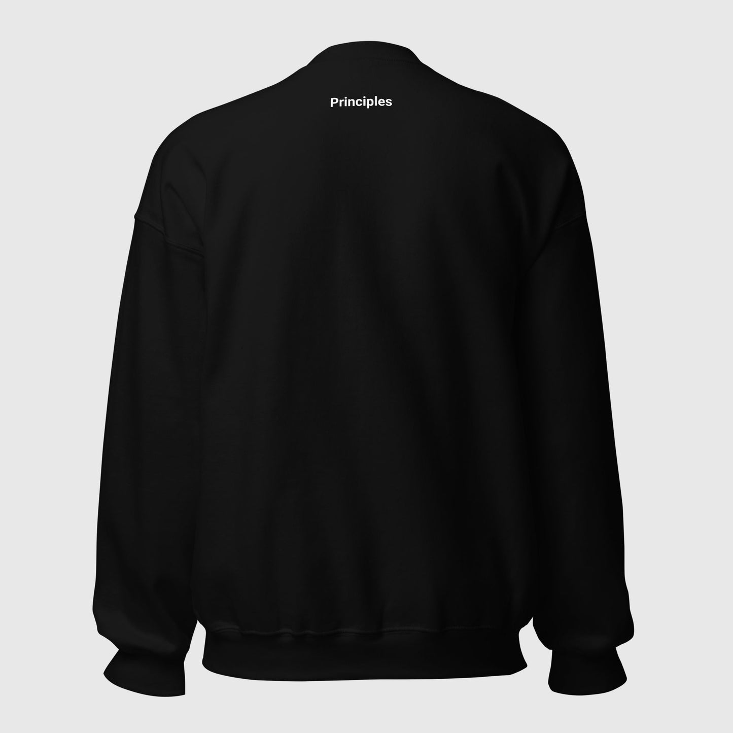 back side of a black sweatshirt