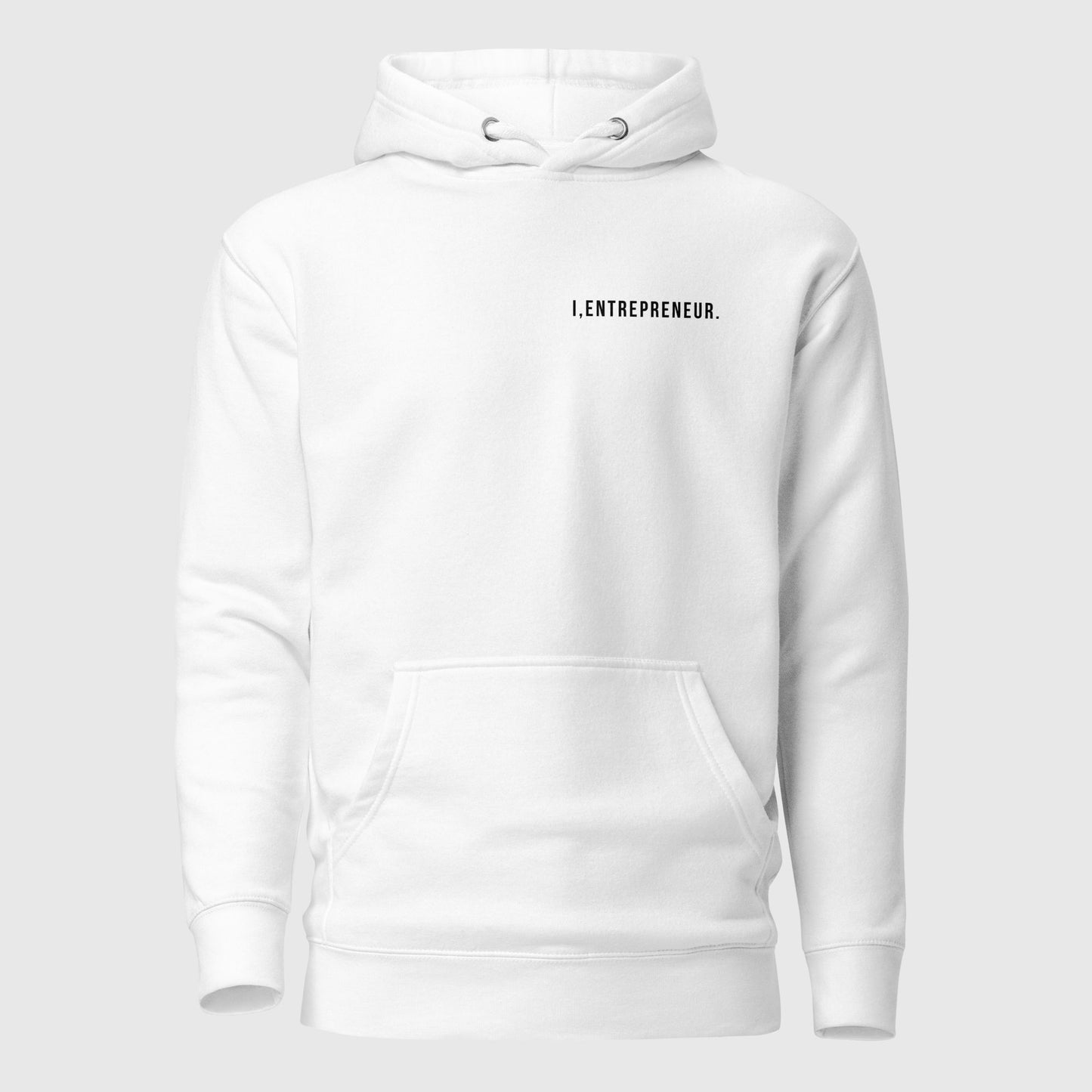 a white hoodie with a graphic design